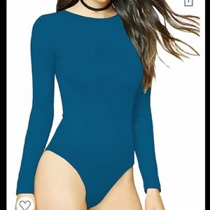 Teal, long sleeve body suit, size M.